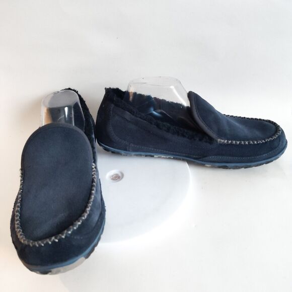L.L. Bean ID301052 Blue Suede Mountain Slipper Fleece Lined Slip On Mens 10 M - Picture 2 of 10
